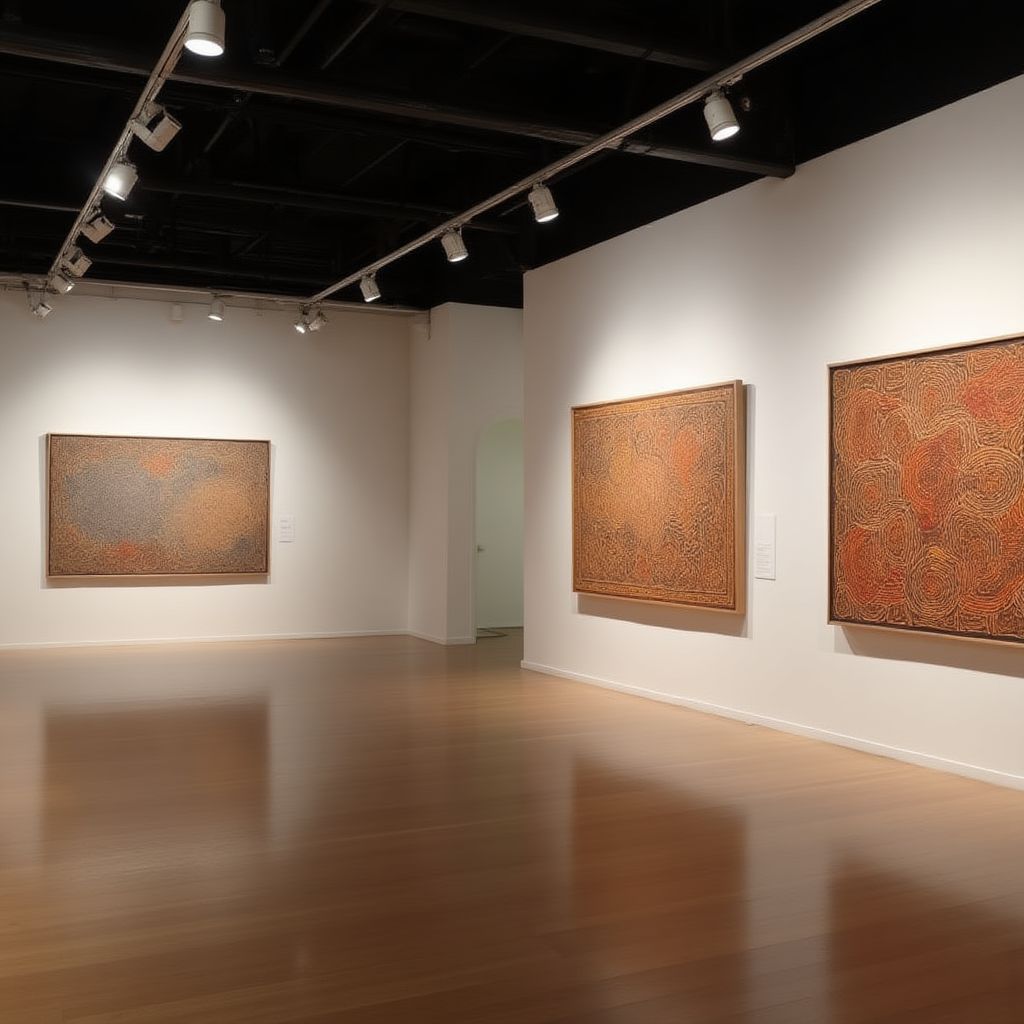 Australian Art Gallery interior with indigenous and contemporary art displays