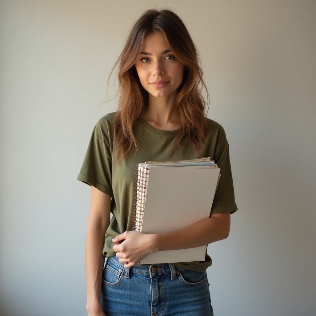 Young art student with portfolio