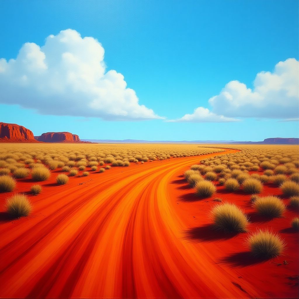 Contemporary Australian landscape painting with vivid colors