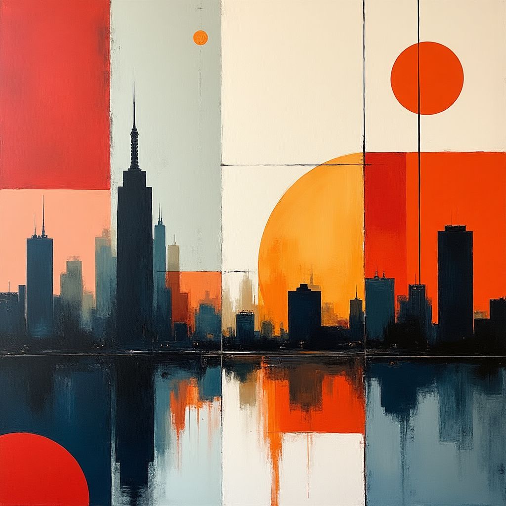 Urban abstract Australian artwork with geometric shapes